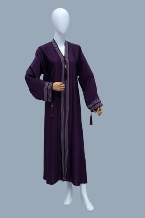 Front-Open Abaya with Braided Placket