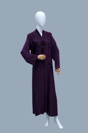 Front-Open Abaya with Rosette Brooch